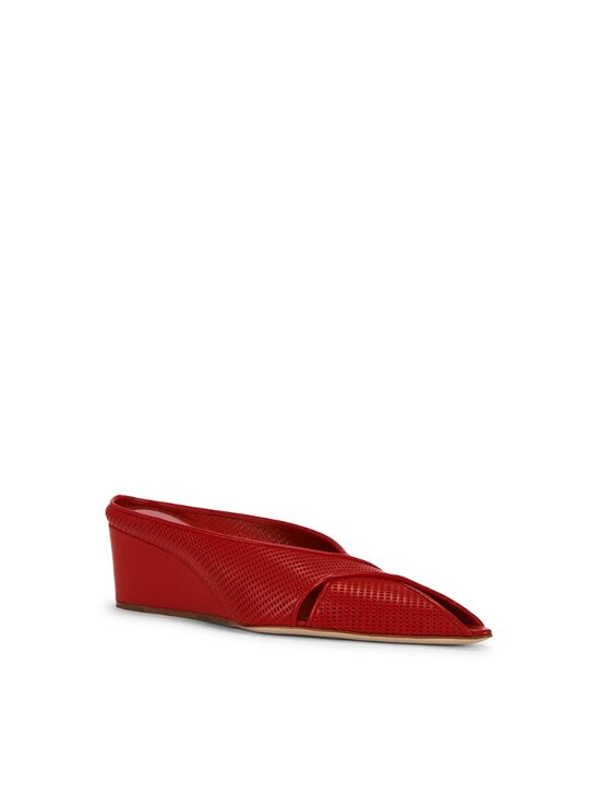 lucasheva Shoes - Lucasheva Angel Mule Pump in Red leather pointed toe wedge heel sandal